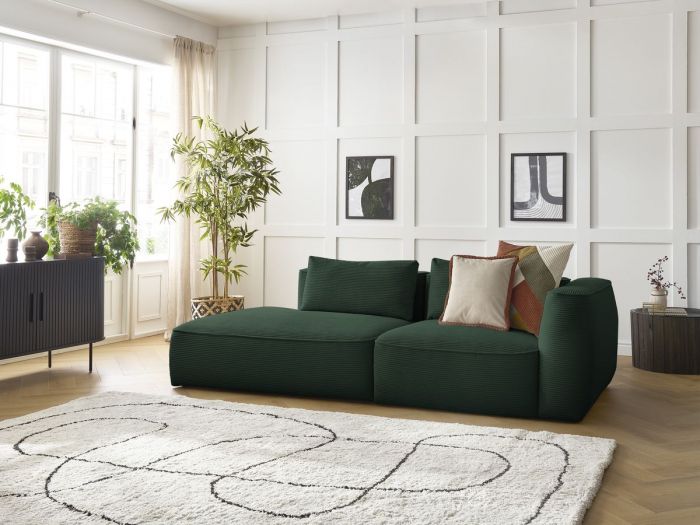 Canapé droit fixe 3 places LEOPOLD velours côtelé