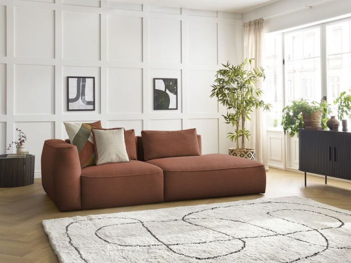 Canapé droit fixe 3 places LEOPOLD velours côtelé