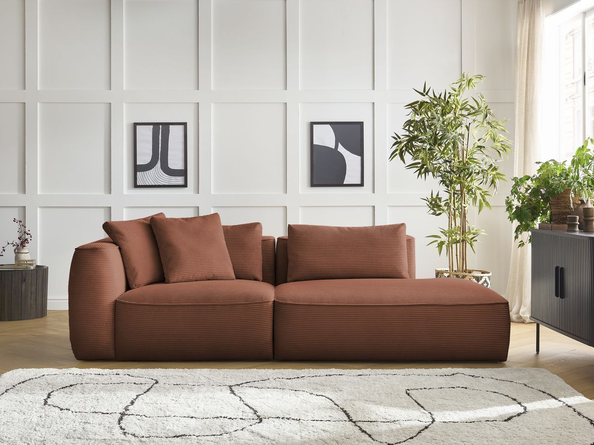 LEOPOLD 3-zits vaste rechte bank in corduroy
