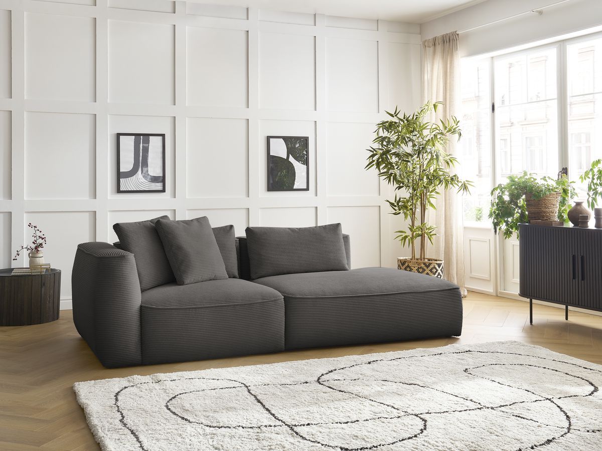 Canapé droit 3 places LEOPOLD velours côtelé taupe — vue 5