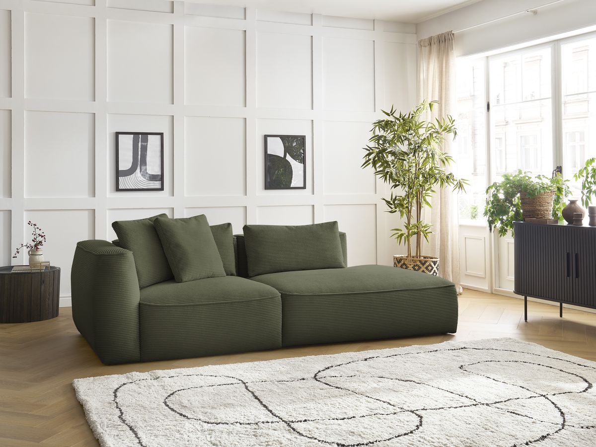 Canapé droit 3 places LEOPOLD velours côtelé vert clair — vue 5