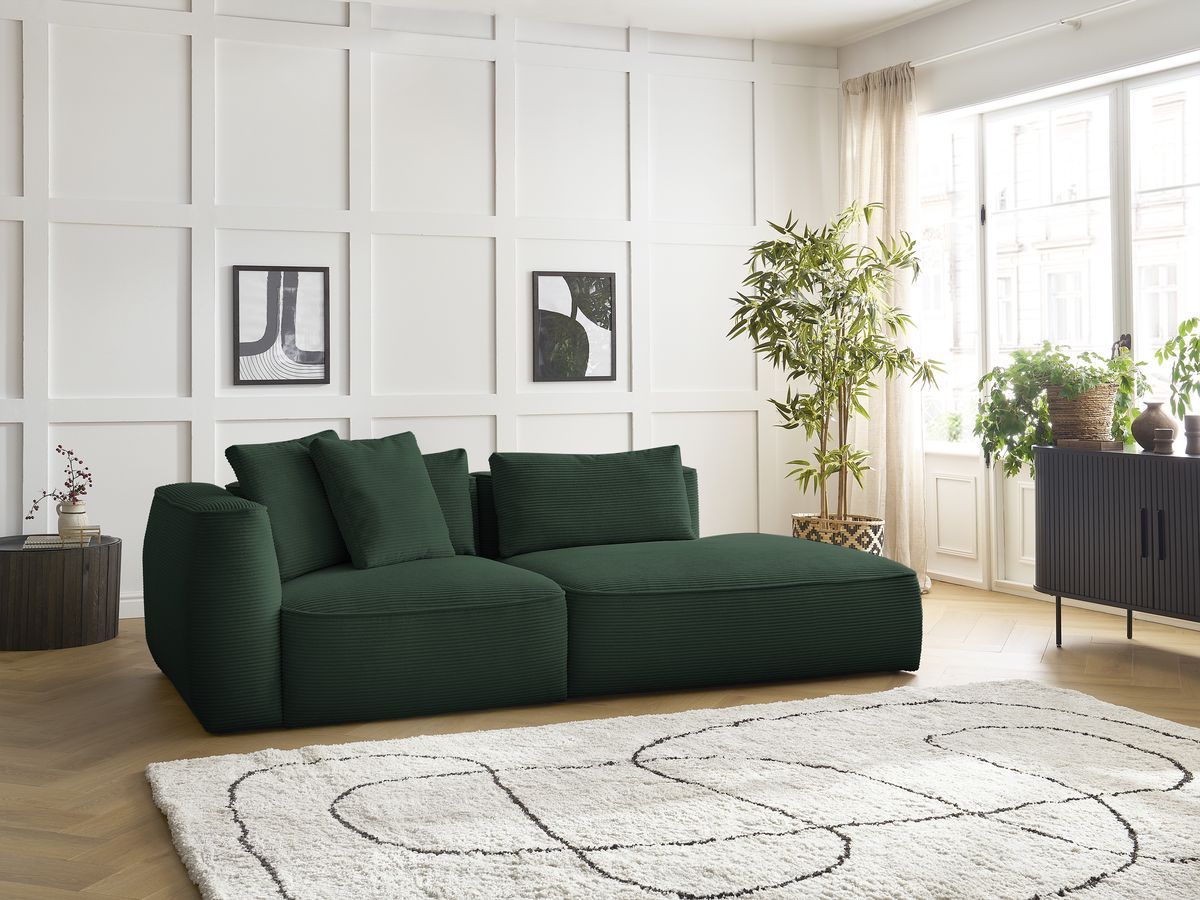 Canapé droit 3 places LEOPOLD velours côtelé vert foncé — vue 5