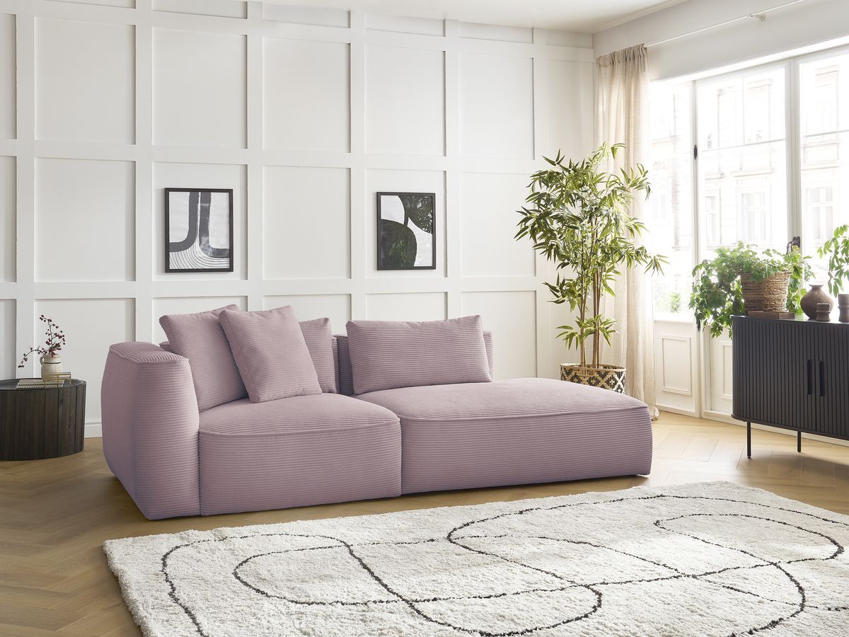 Canapé droit 3 places LEOPOLD velours côtelé violet — vue 5