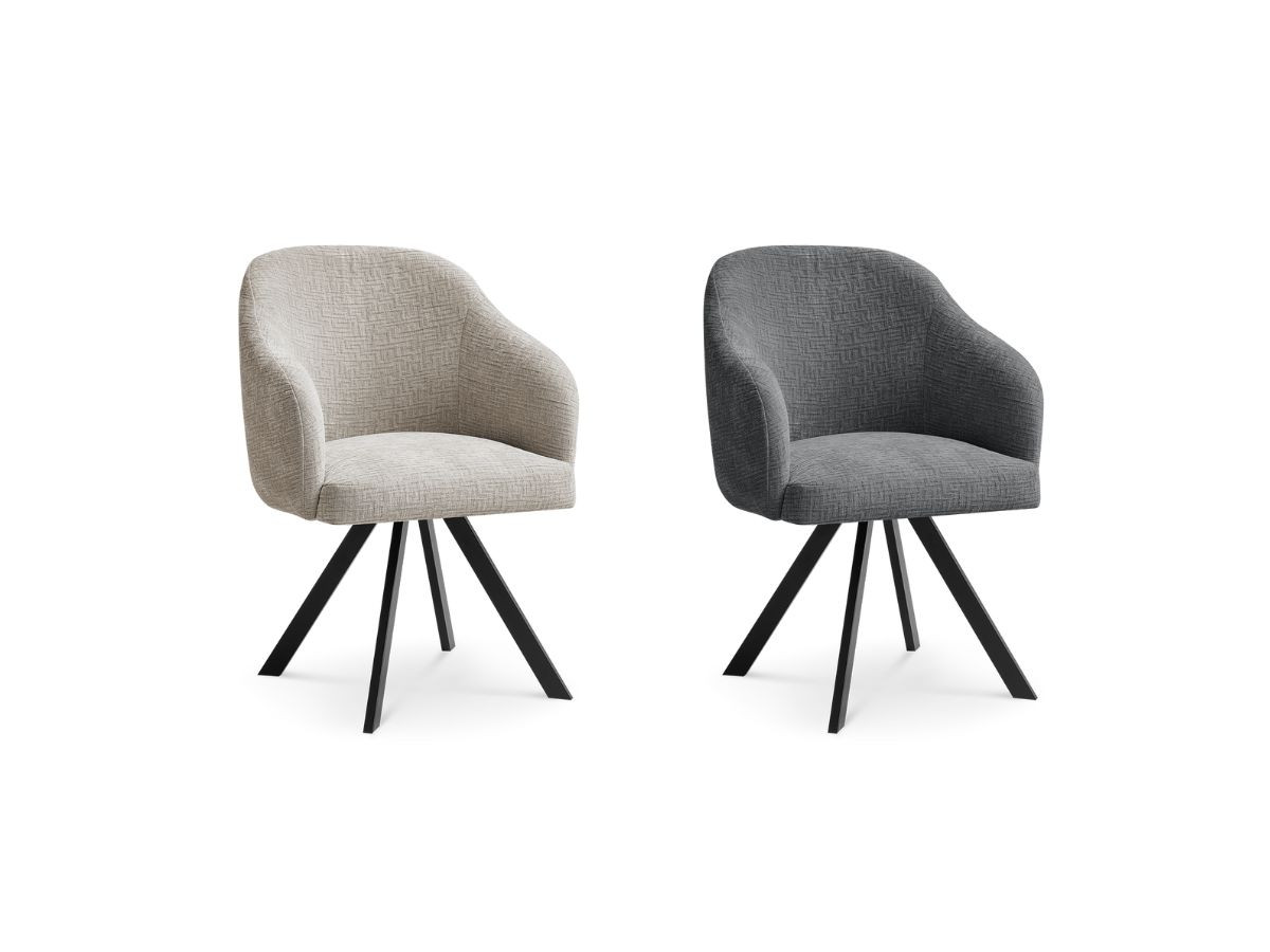 Lot de chaises SOPHIE tissu texturé et pieds étoile