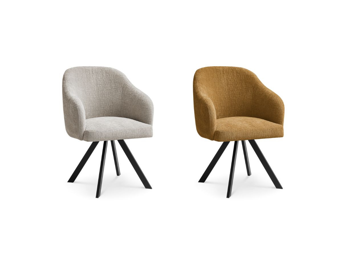 Lot de chaises SOPHIE tissu texturé et pieds étoile