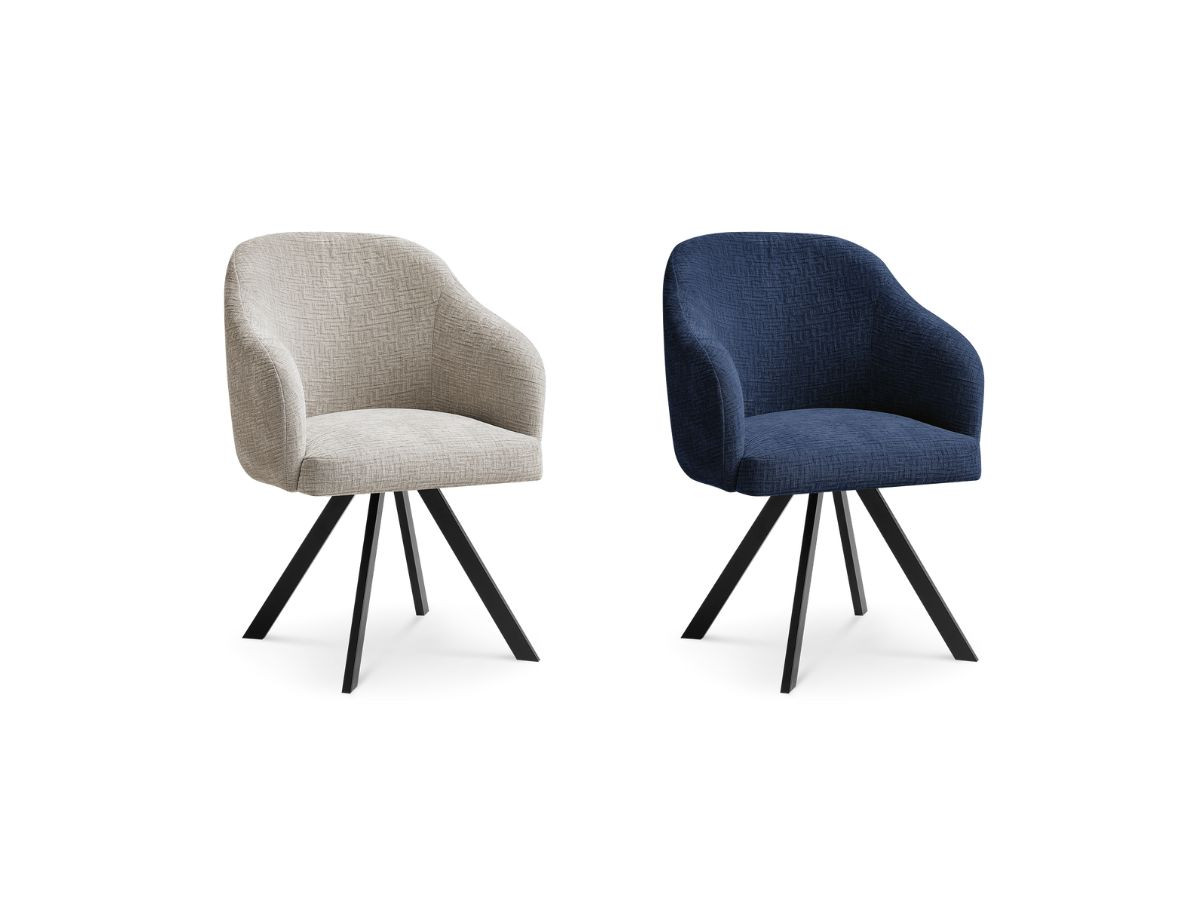 Lot de chaises SOPHIE tissu texturé et pieds étoile