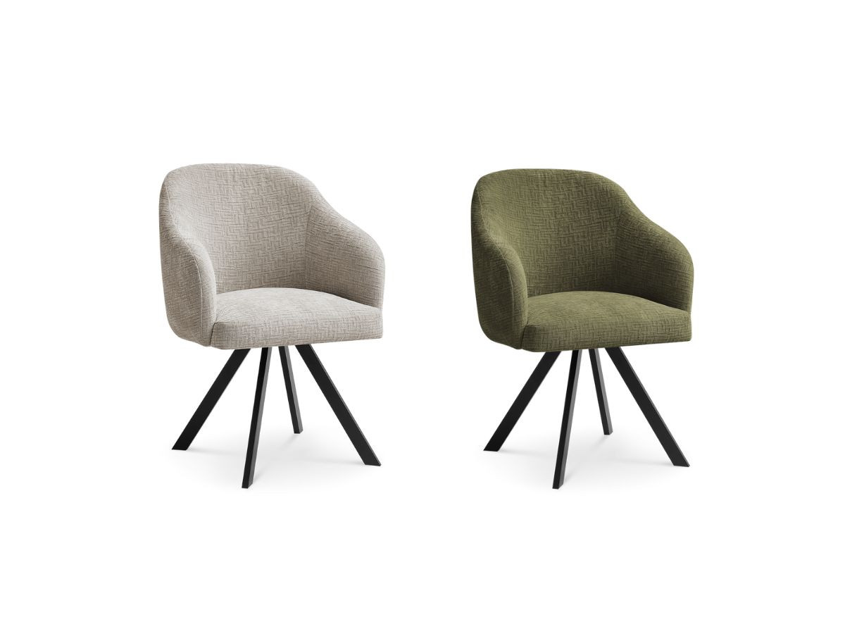 Lot de chaises SOPHIE tissu texturé et pieds étoile