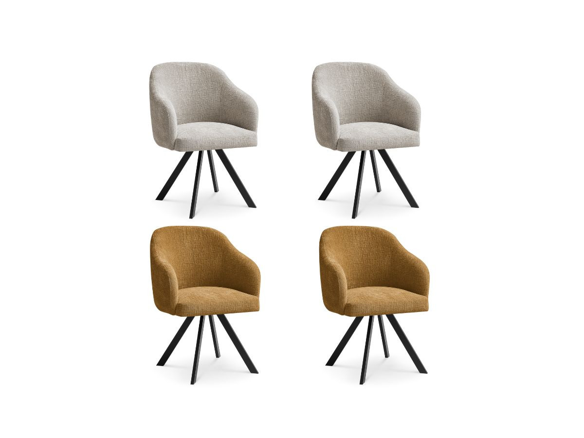 Lot de chaises SOPHIE tissu texturé et pieds étoile