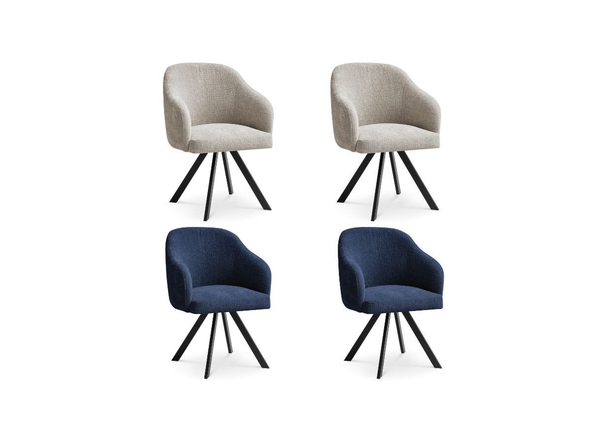 Lot de chaises SOPHIE tissu texturé et pieds étoile
