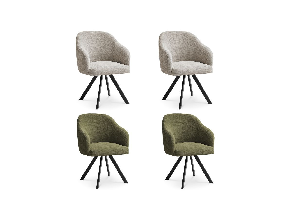 Lot de chaises SOPHIE tissu texturé et pieds étoile