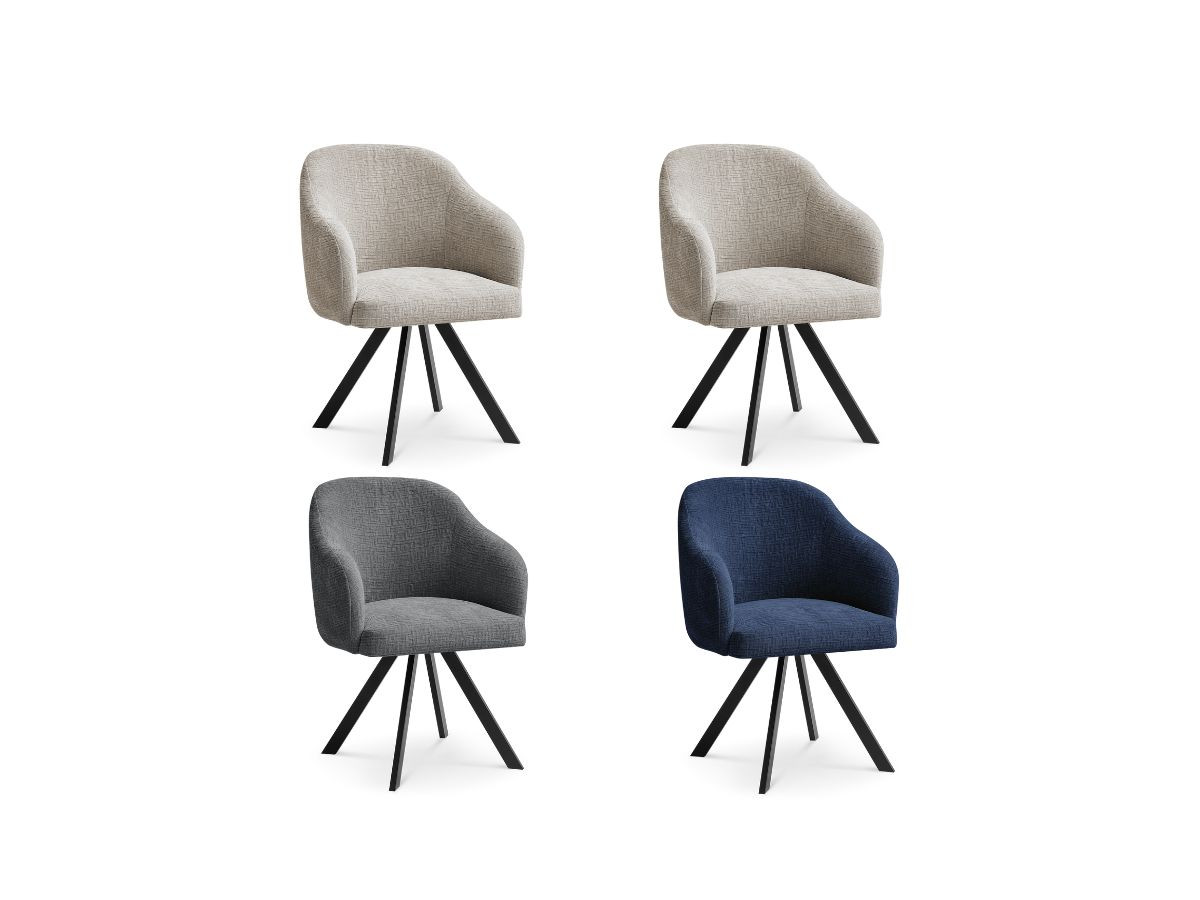 Lot de chaises SOPHIE tissu texturé et pieds étoile