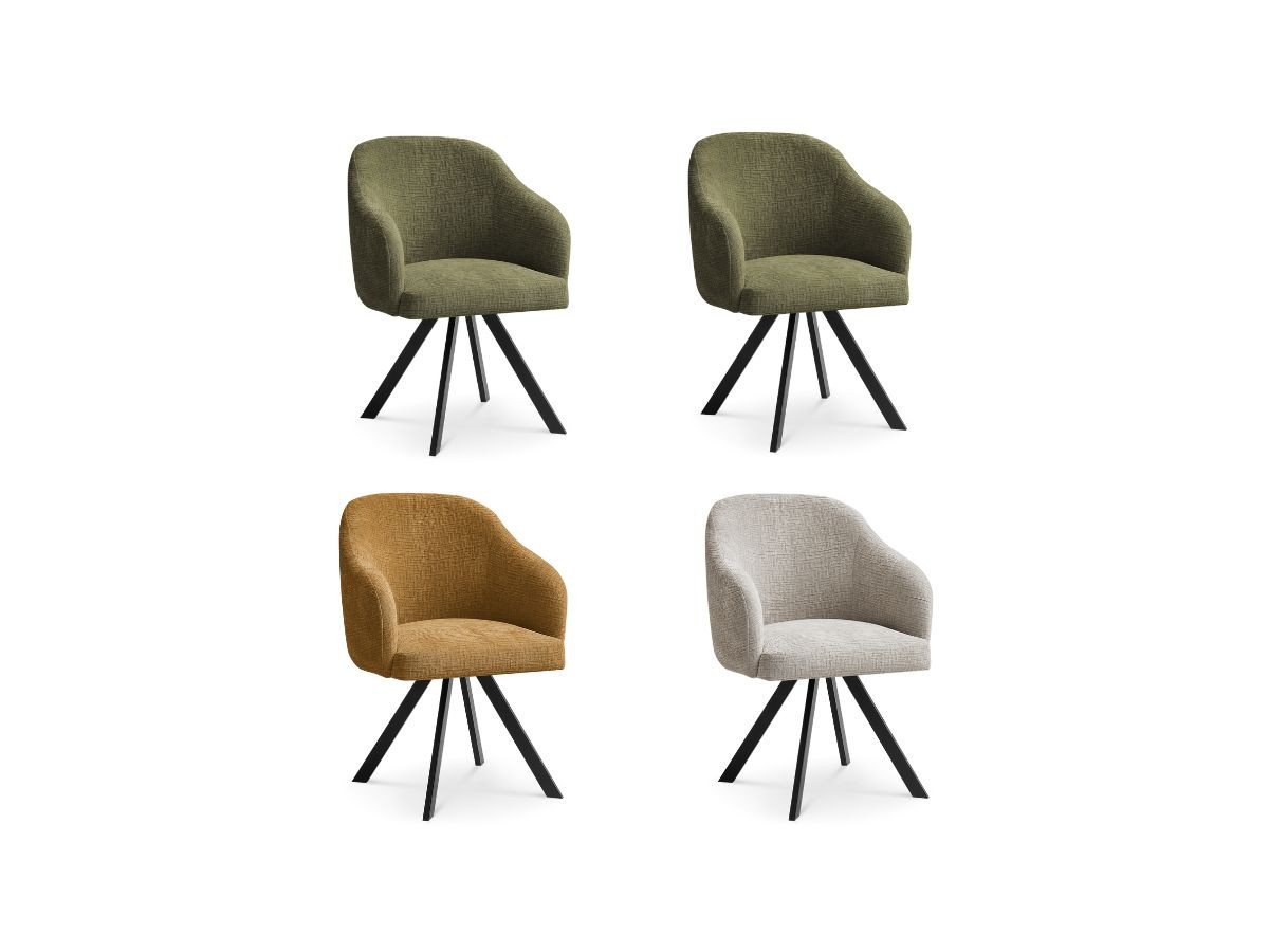 Lot de chaises SOPHIE tissu texturé et pieds étoile