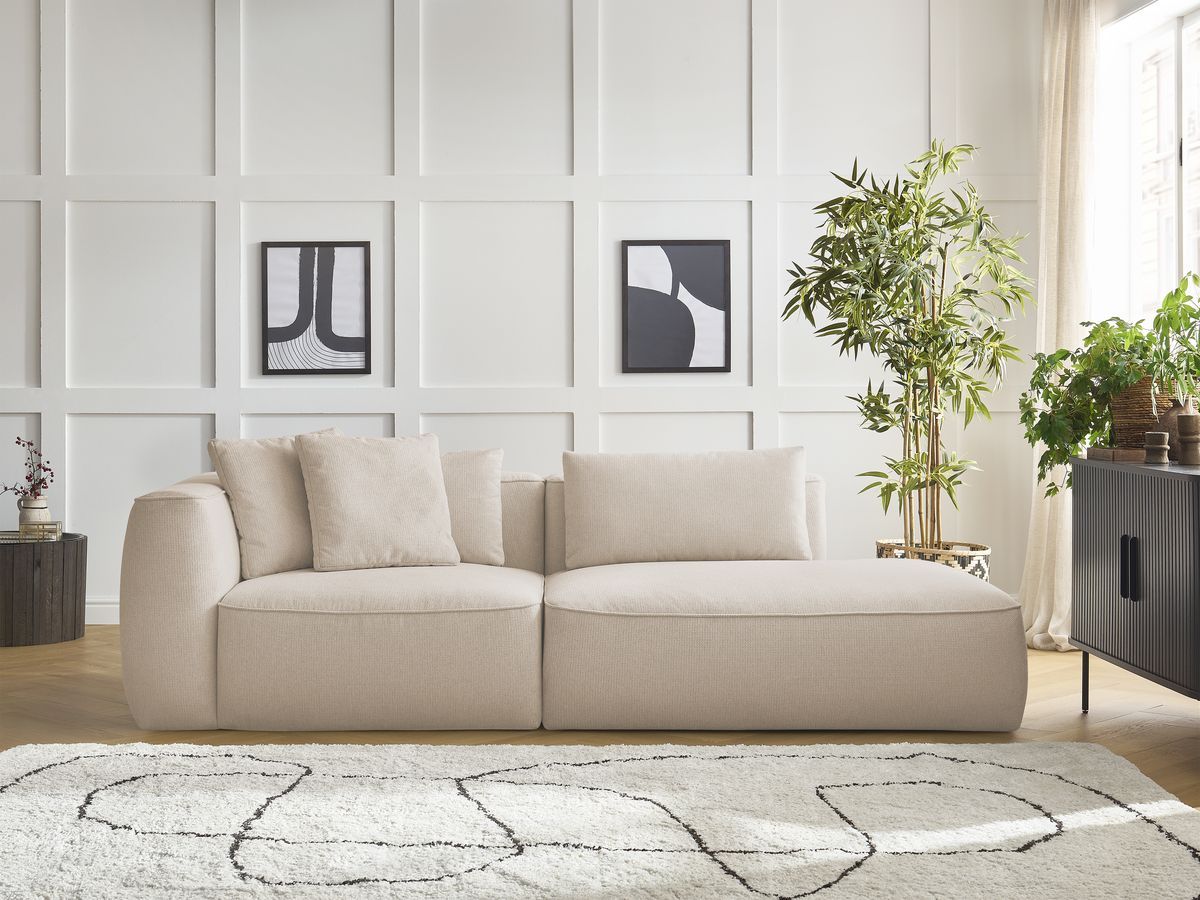 Canapé droit 3 places LEOPOLD chiné beige — vue 5