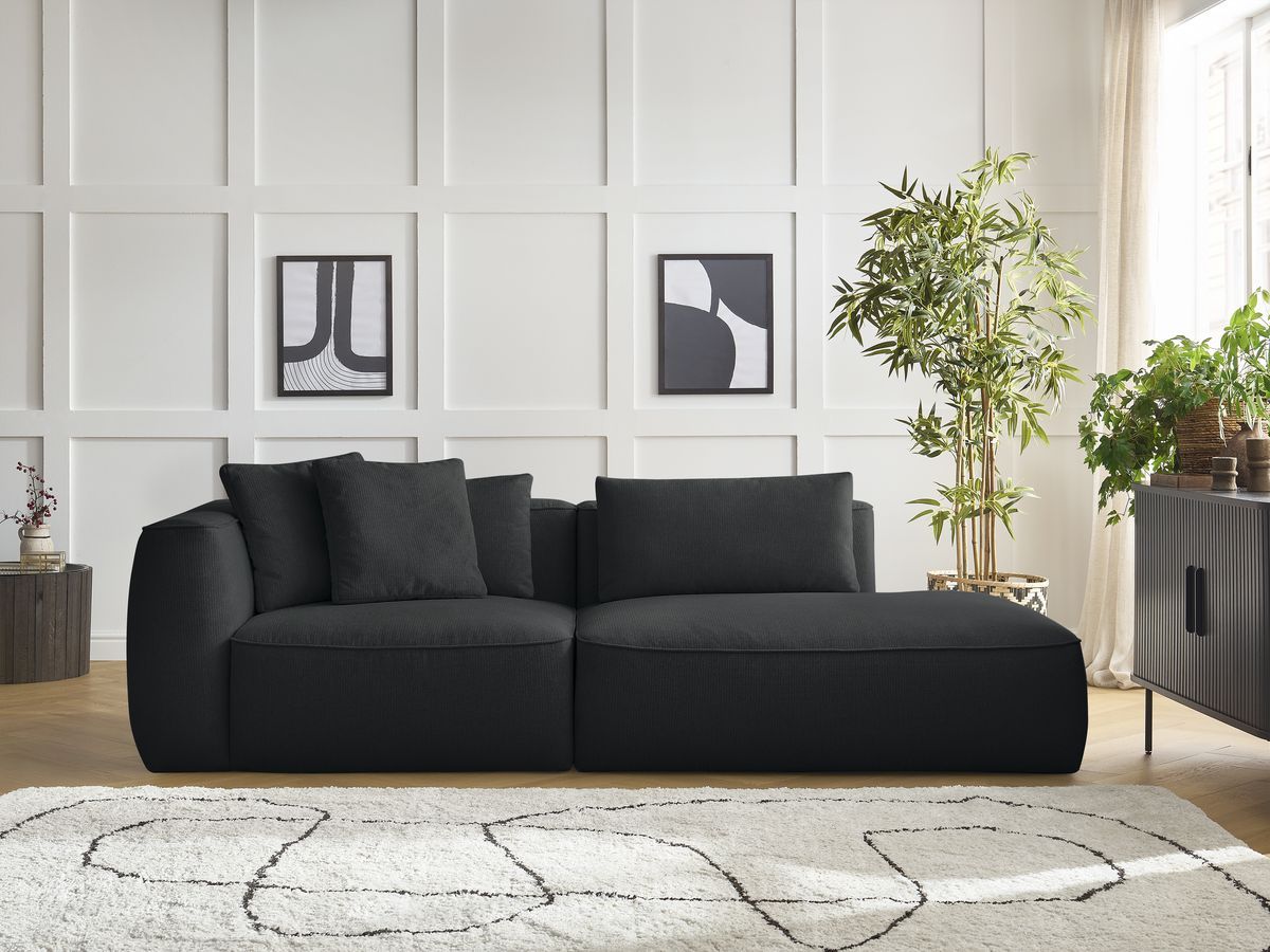 Canapé droit 3 places LEOPOLD chiné noir — vue 5