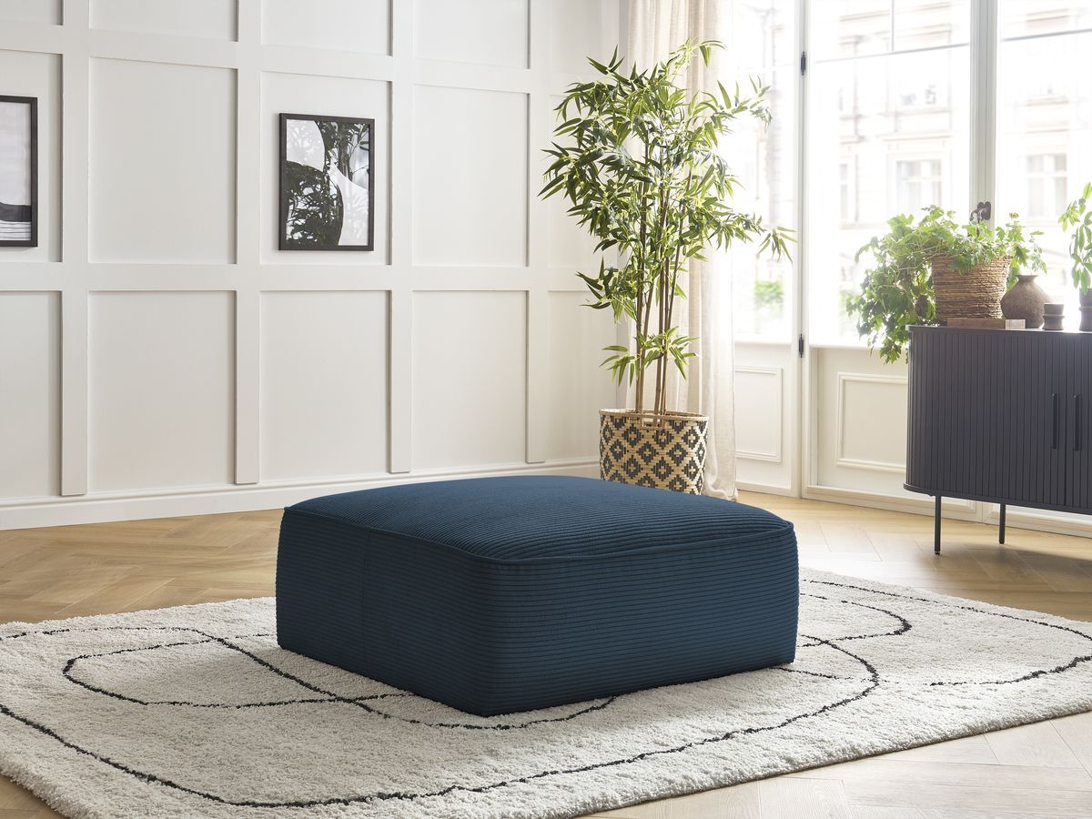 Pouf LEOPOLD velours côtelé bleu foncé — vue 5