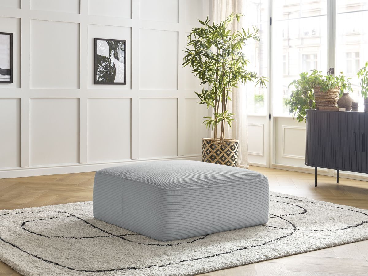 Pouf LEOPOLD velours côtelé gris clair — vue 5