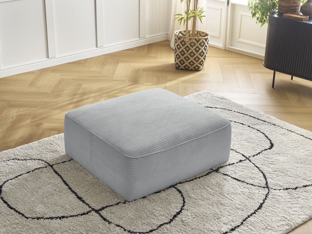 Pouf LEOPOLD velours côtelé gris clair — vue 6