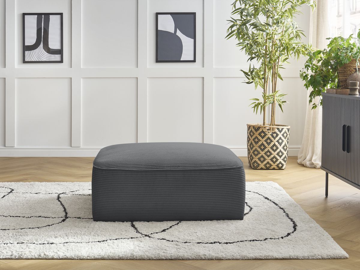 Pouf LEOPOLD velours côtelé gris foncé — vue 4