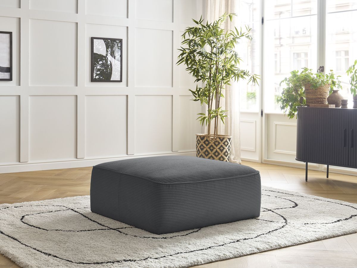 Pouf LEOPOLD velours côtelé gris foncé — vue 5