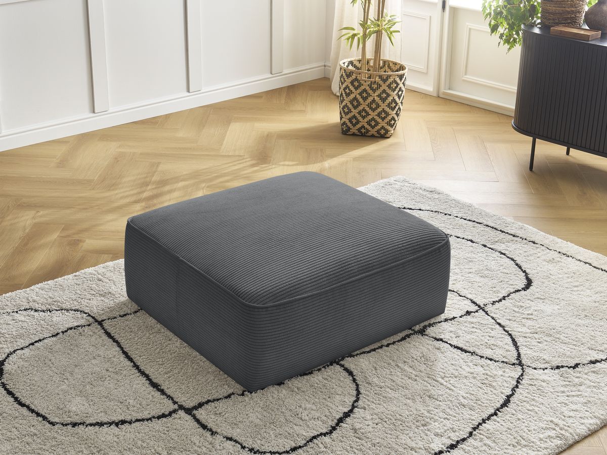 Pouf LEOPOLD velours côtelé gris foncé — vue 6