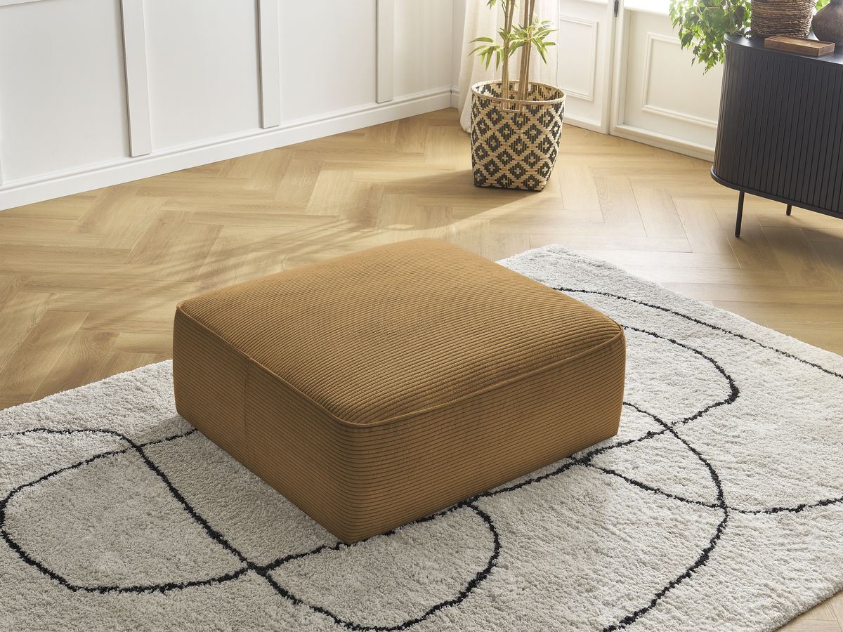 Pouf LEOPOLD velours côtelé jaune — vue 6