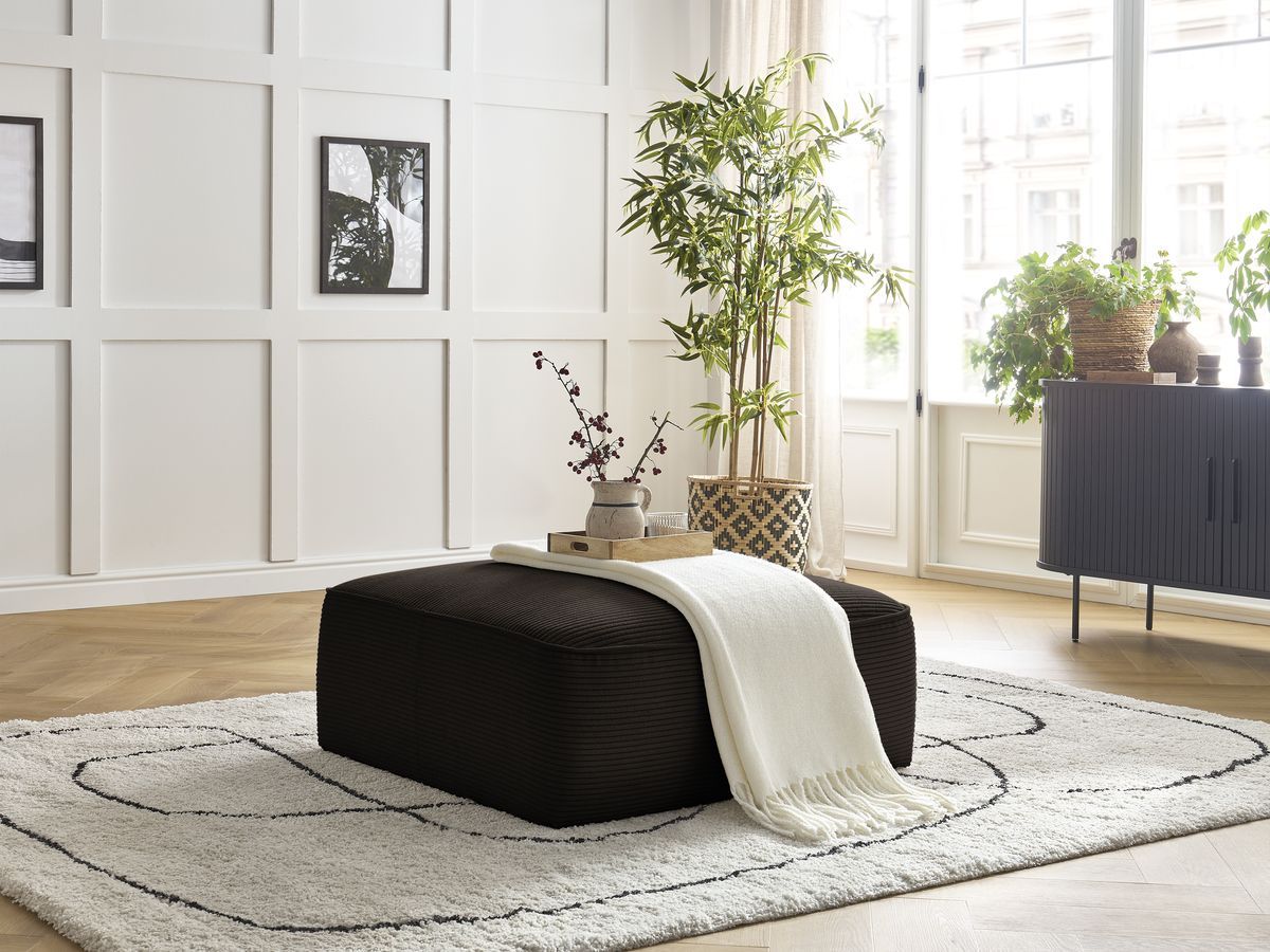 Pouf LEOPOLD velours côtelé marron