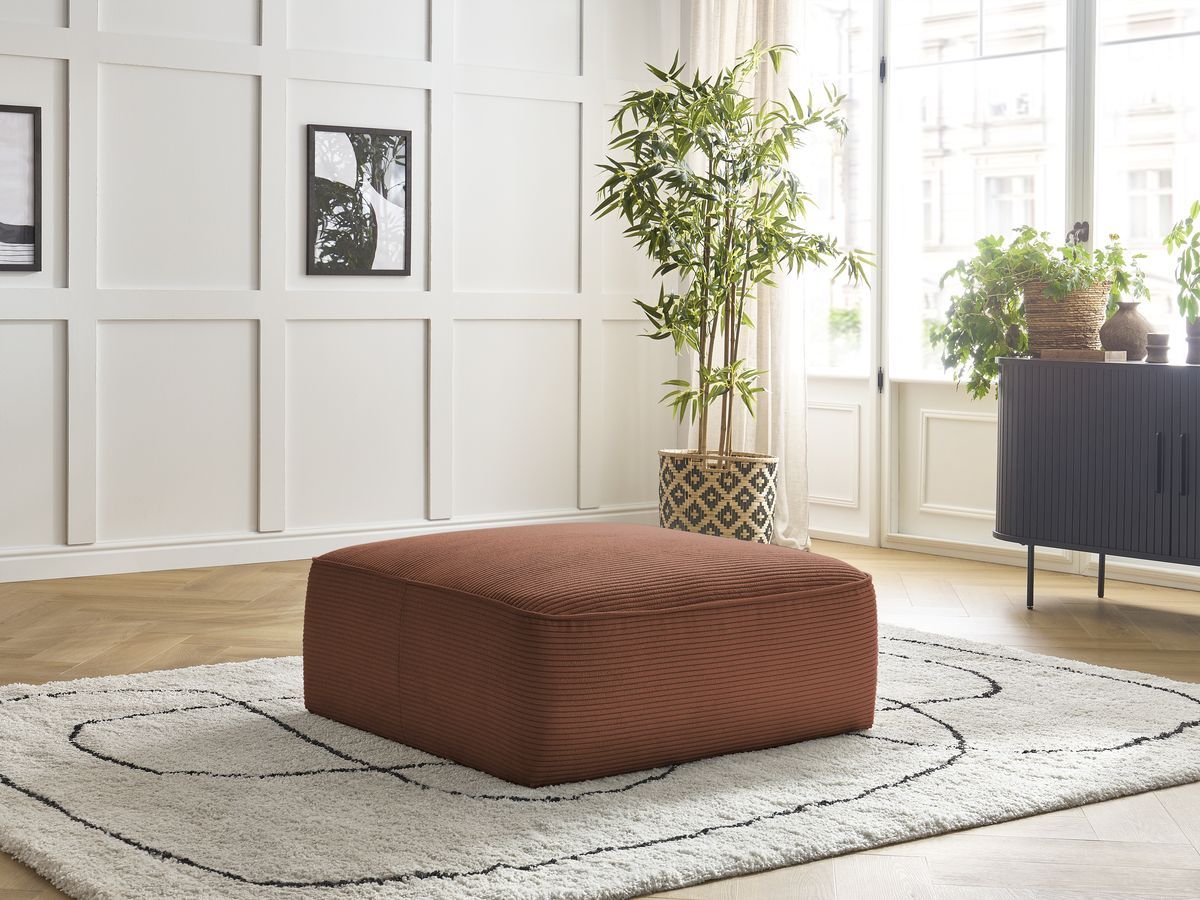 Pouf LEOPOLD velours côtelé orange — vue 5
