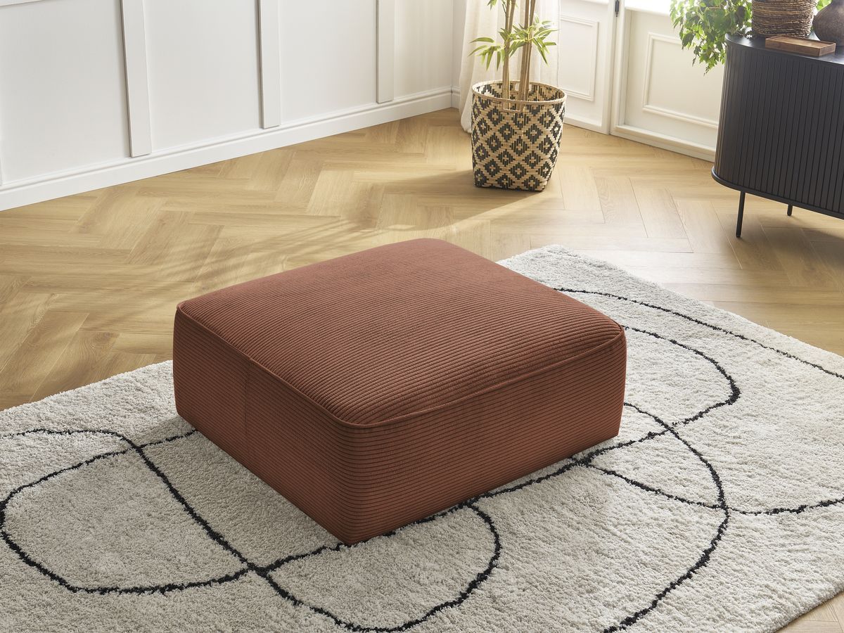 Pouf LEOPOLD velours côtelé orange — vue 6