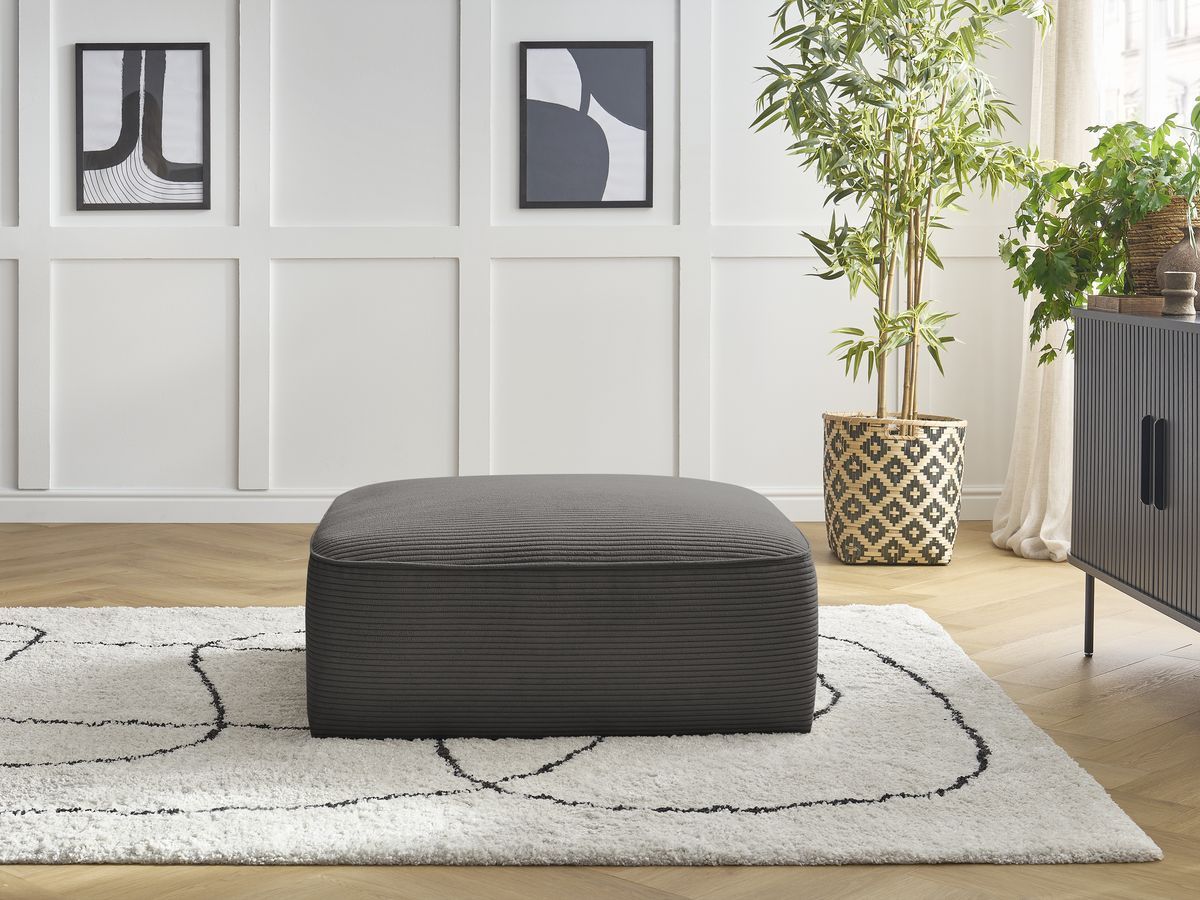 Pouf LEOPOLD velours côtelé taupe — vue 4