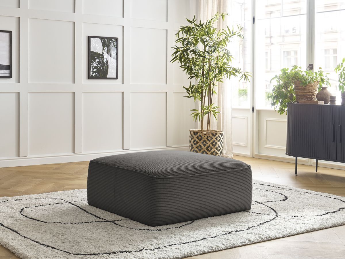 Pouf LEOPOLD velours côtelé taupe — vue 5