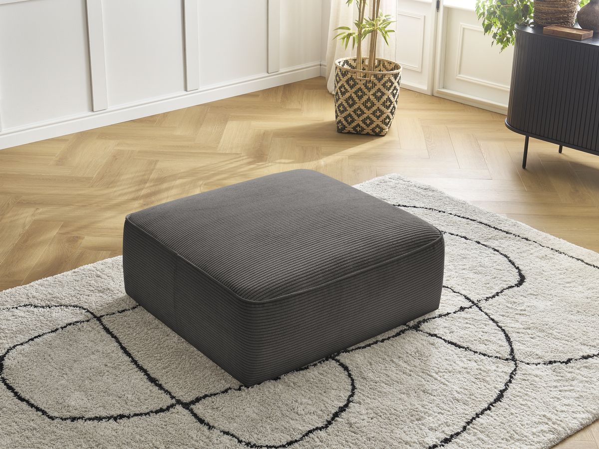 Pouf LEOPOLD velours côtelé taupe — vue 6