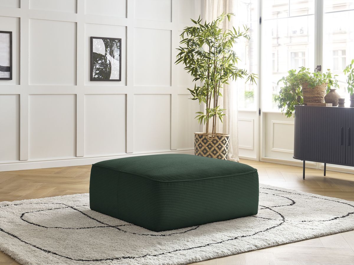 Pouf LEOPOLD velours côtelé vert foncé — vue 5