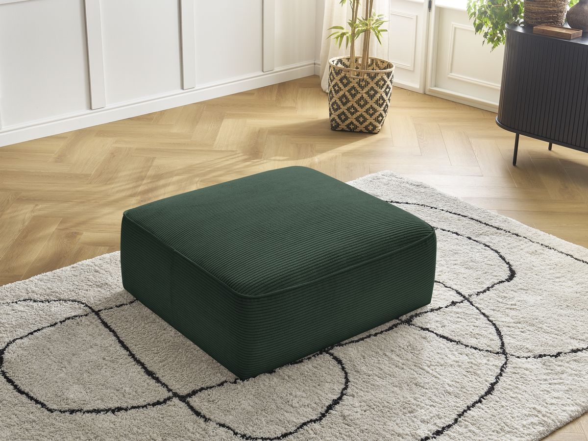 Pouf LEOPOLD velours côtelé vert foncé — vue 6