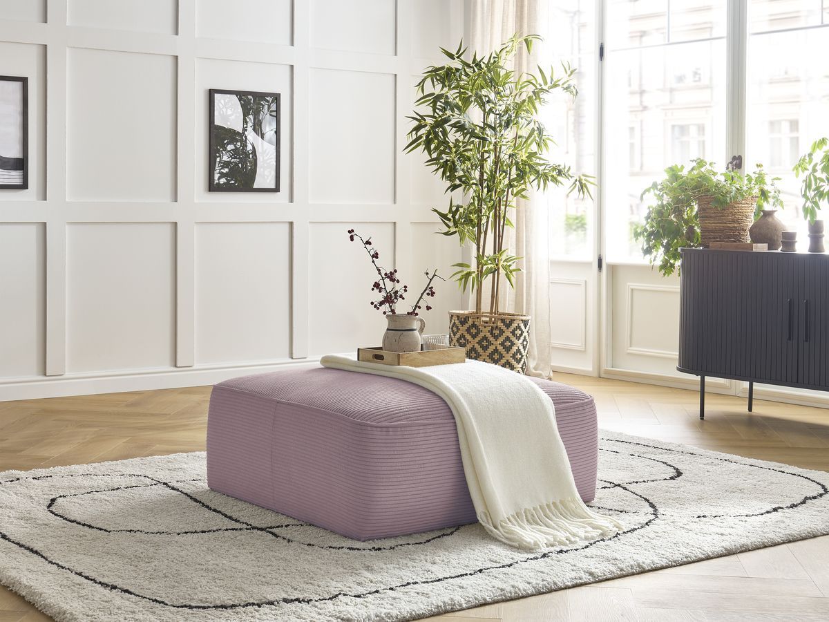 Pouf LEOPOLD velours côtelé violet