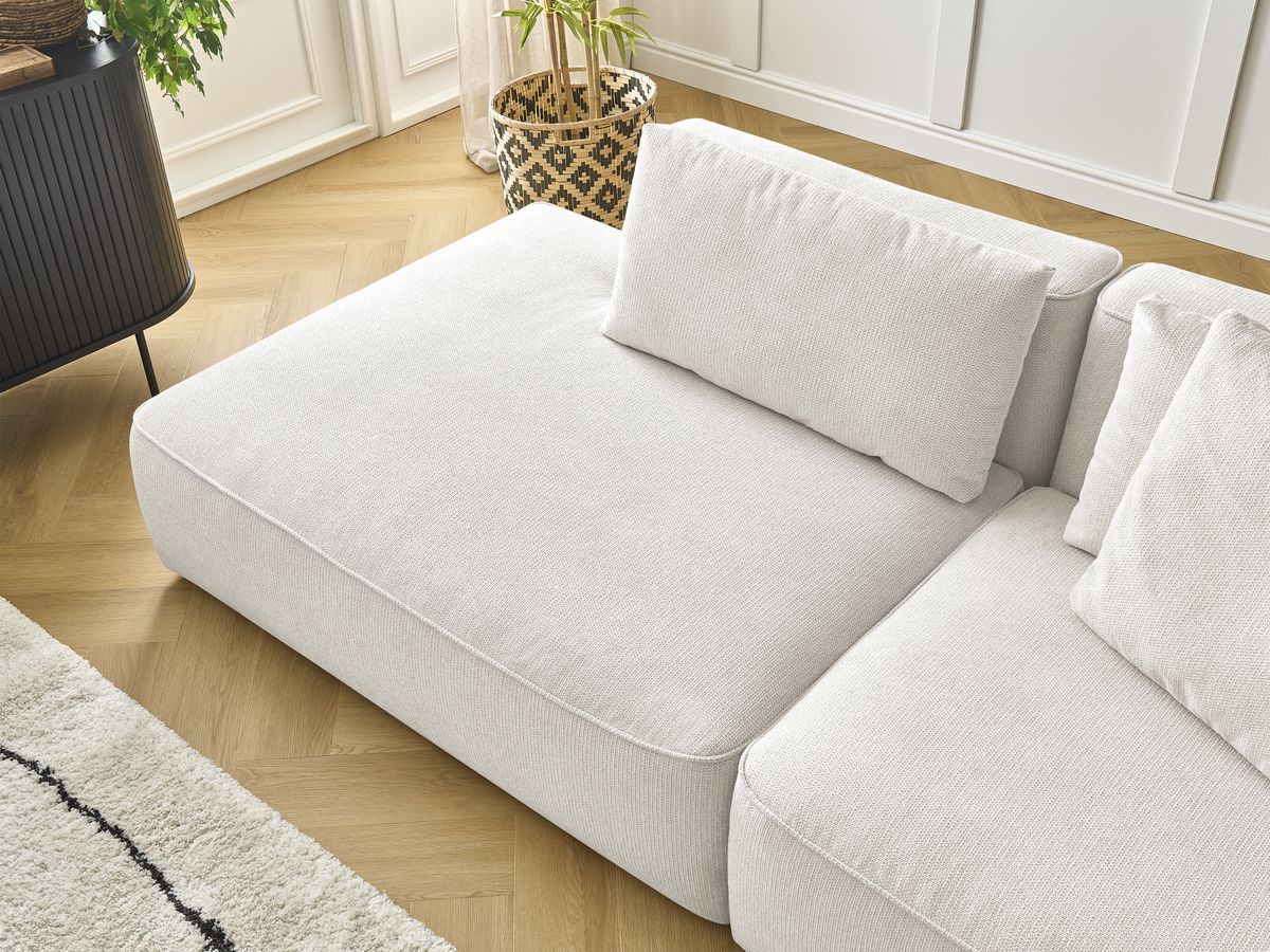 Canapé droit fixe 3 places LEOPOLD tissu chiné avec pouf