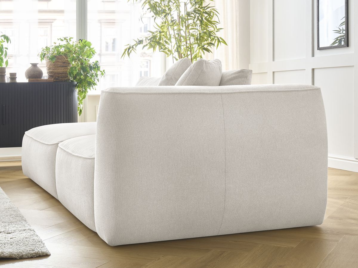 Canapé droit fixe 3 places LEOPOLD tissu chiné avec pouf