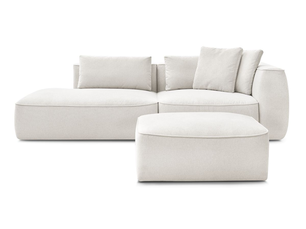 Canapé droit fixe 3 places LEOPOLD tissu chiné avec pouf