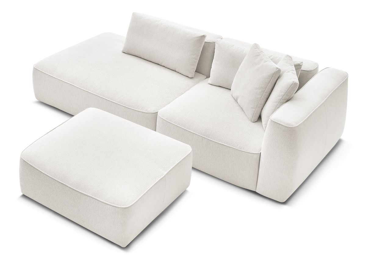 Canapé droit fixe 3 places LEOPOLD tissu chiné avec pouf