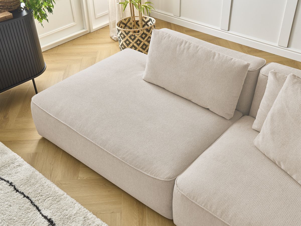 Canapé droit fixe 3 places LEOPOLD tissu chiné avec pouf