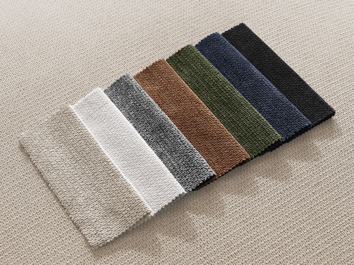 Canapé droit fixe 3 places LEOPOLD tissu chiné avec pouf