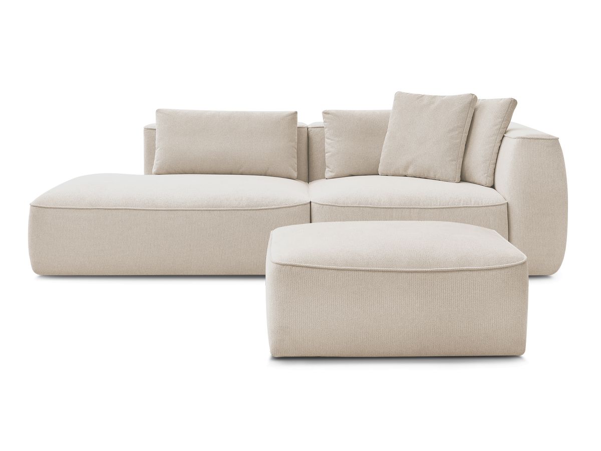 Canapé droit fixe 3 places LEOPOLD tissu chiné avec pouf