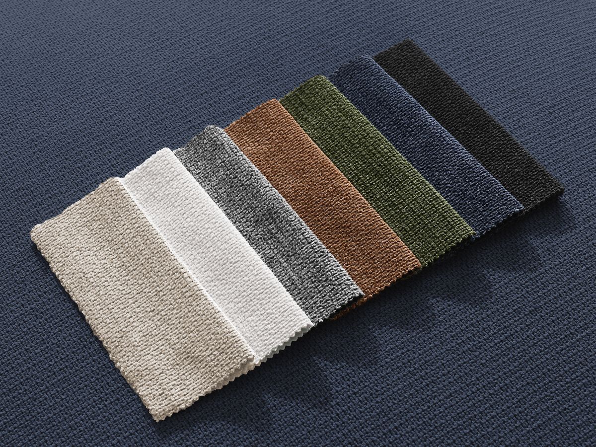 Canapé droit fixe 3 places LEOPOLD tissu chiné avec pouf