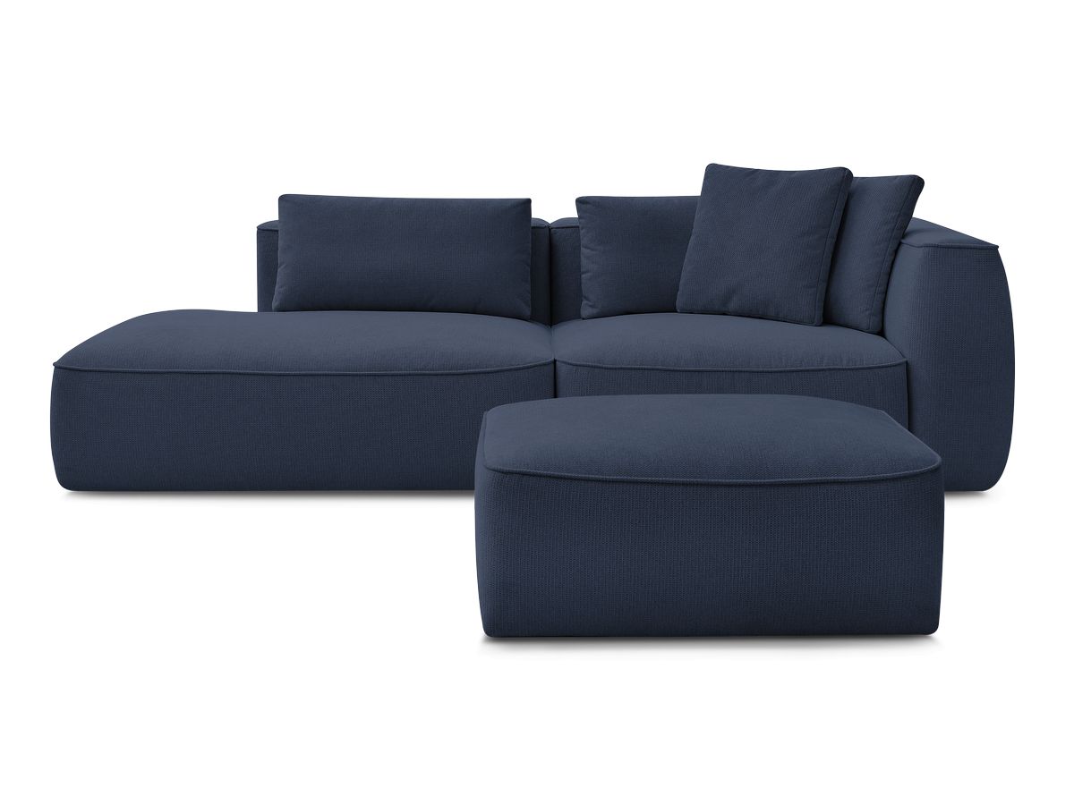 Canapé droit fixe 3 places LEOPOLD tissu chiné avec pouf