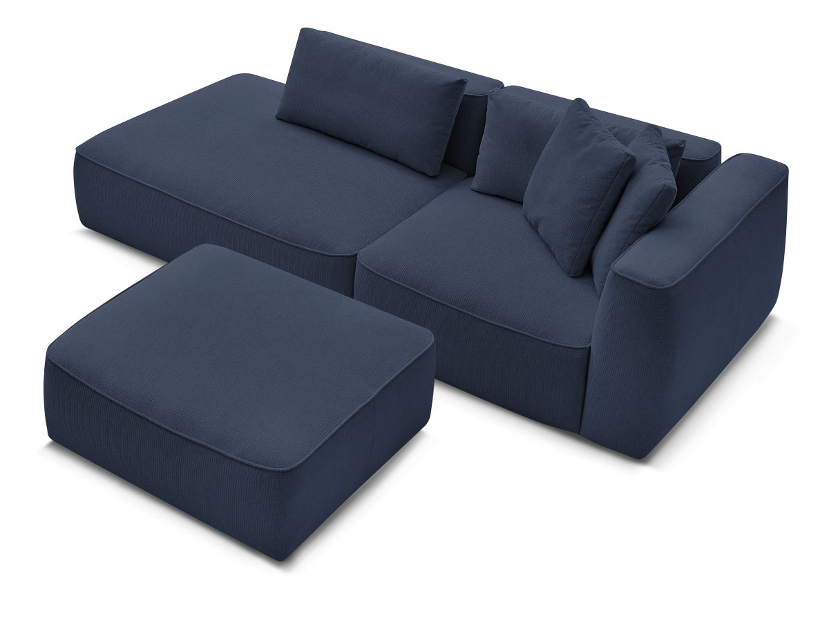 Canapé droit fixe 3 places LEOPOLD tissu chiné avec pouf