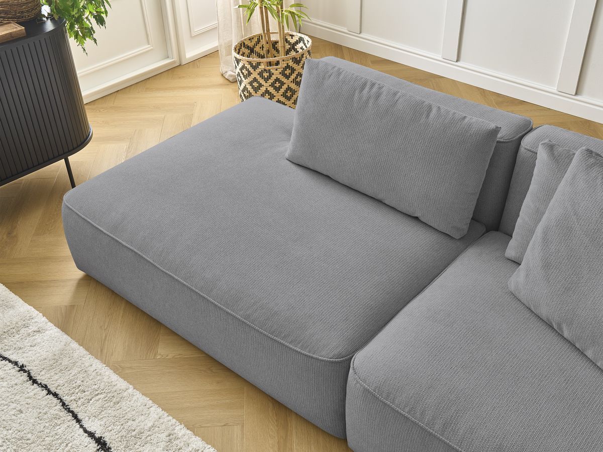 Canapé droit fixe 3 places LEOPOLD tissu chiné avec pouf