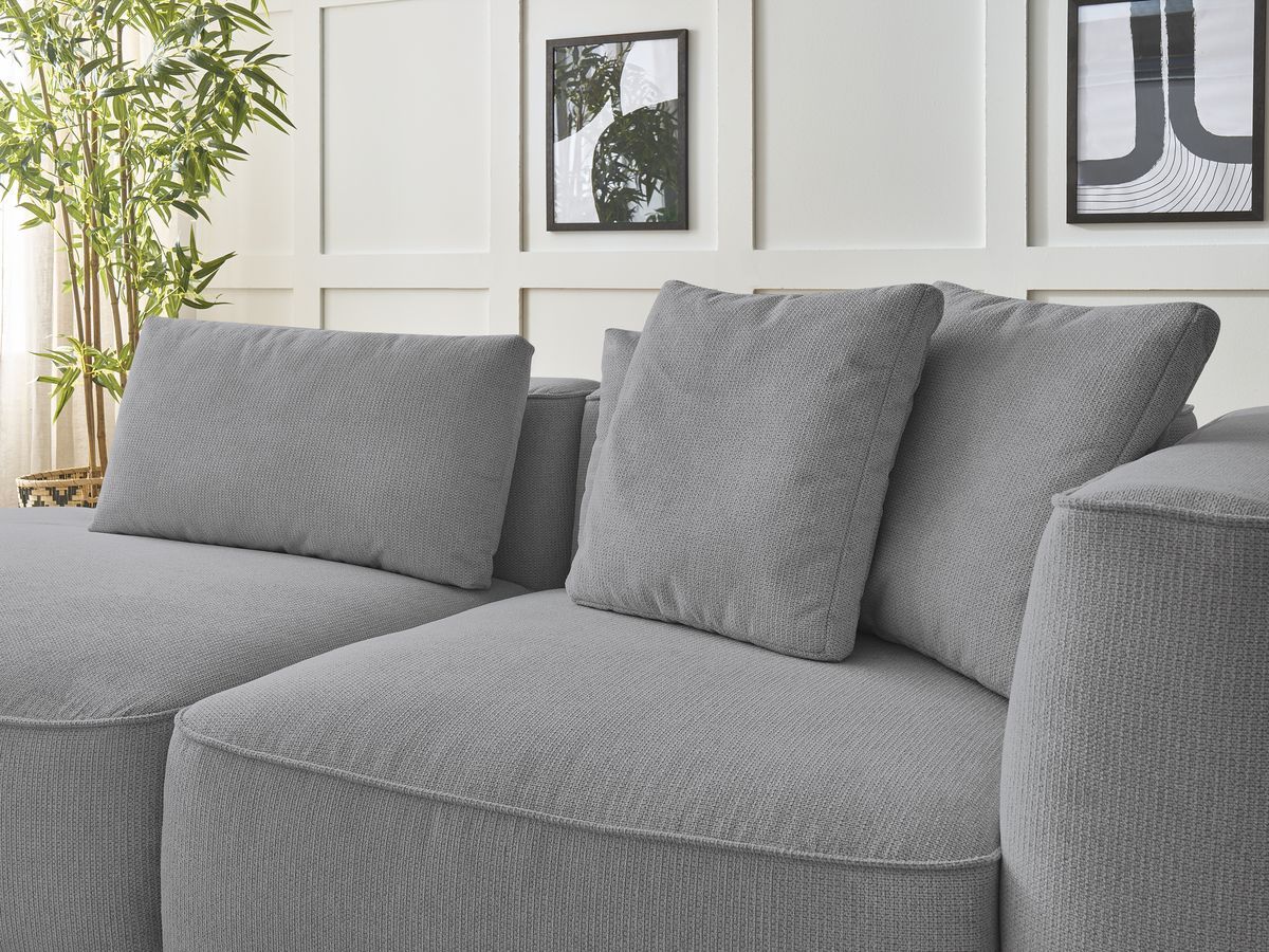 Canapé droit fixe 3 places LEOPOLD tissu chiné avec pouf