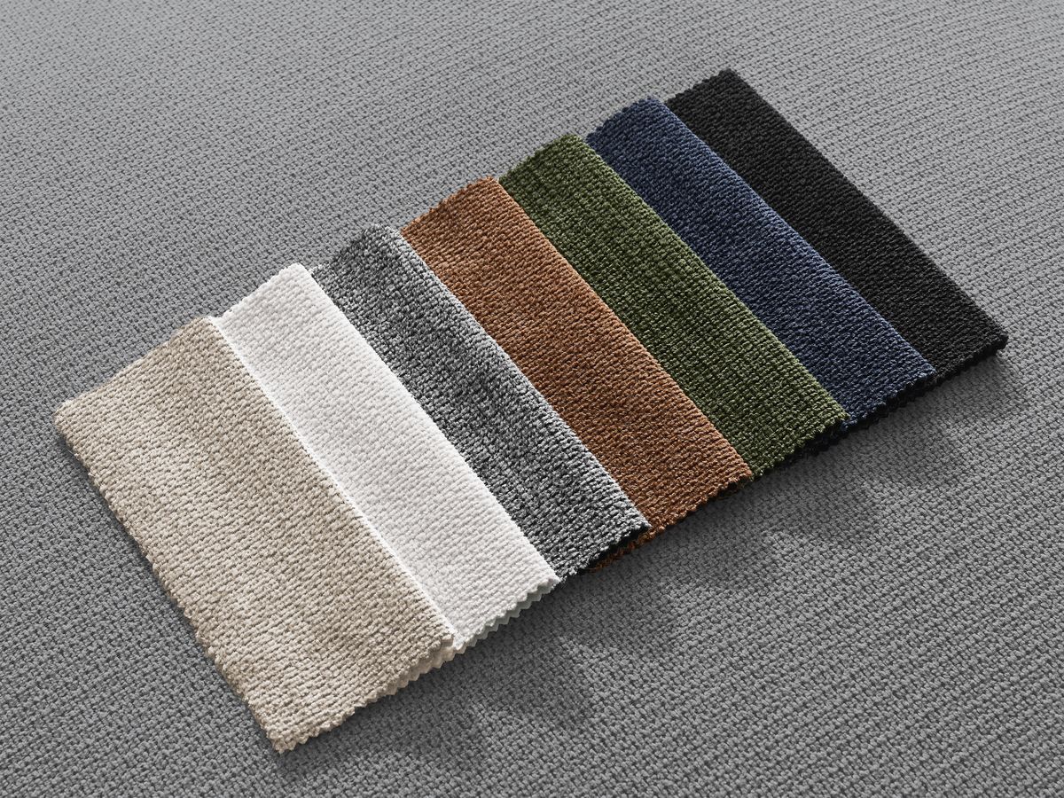 Canapé droit fixe 3 places LEOPOLD tissu chiné avec pouf