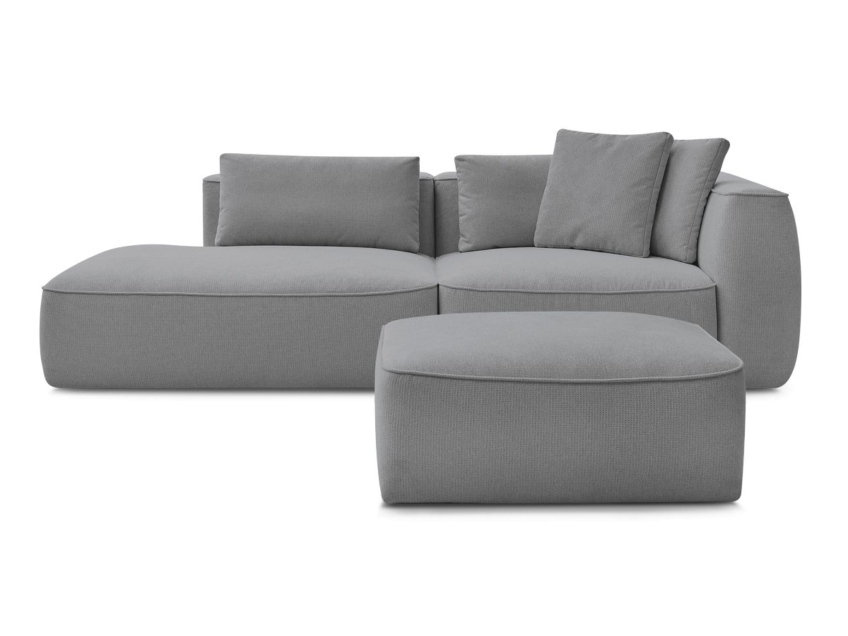 Canapé droit fixe 3 places LEOPOLD tissu chiné avec pouf