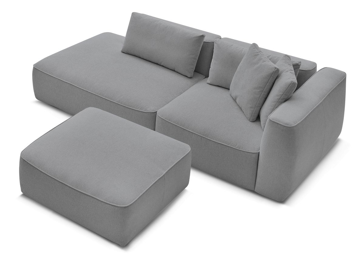 Canapé droit fixe 3 places LEOPOLD tissu chiné avec pouf