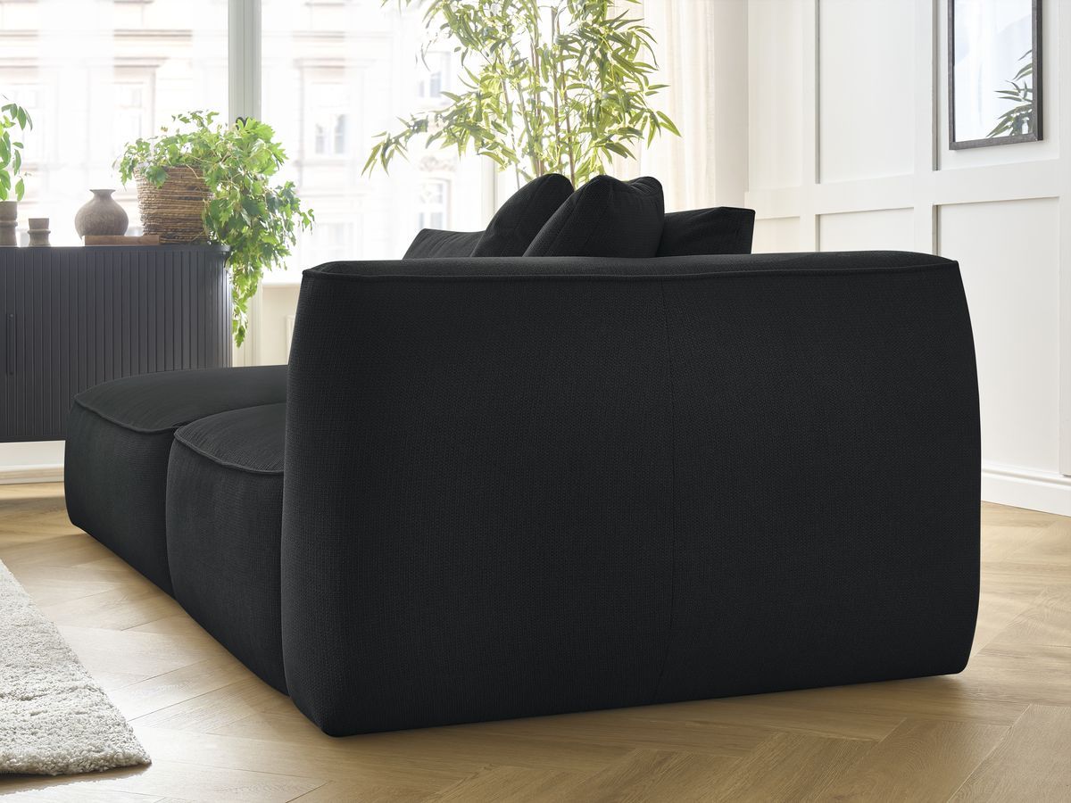 Canapé droit fixe 3 places LEOPOLD tissu chiné avec pouf